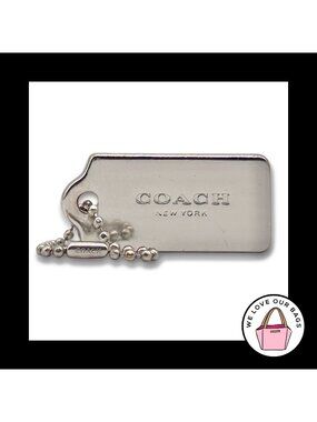 1.75" COACH NEW YORK Silver Nickel Metal Key Fob Bag Charm Keychain Hang Tag